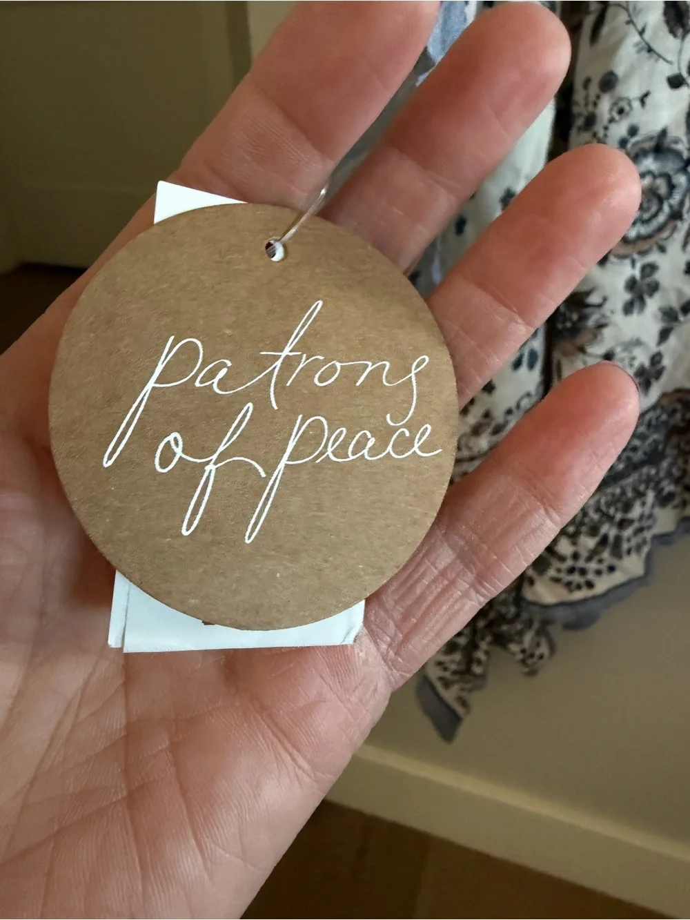 Patrons of Peace Boho Floral Kimono in Cream and Blue, Small